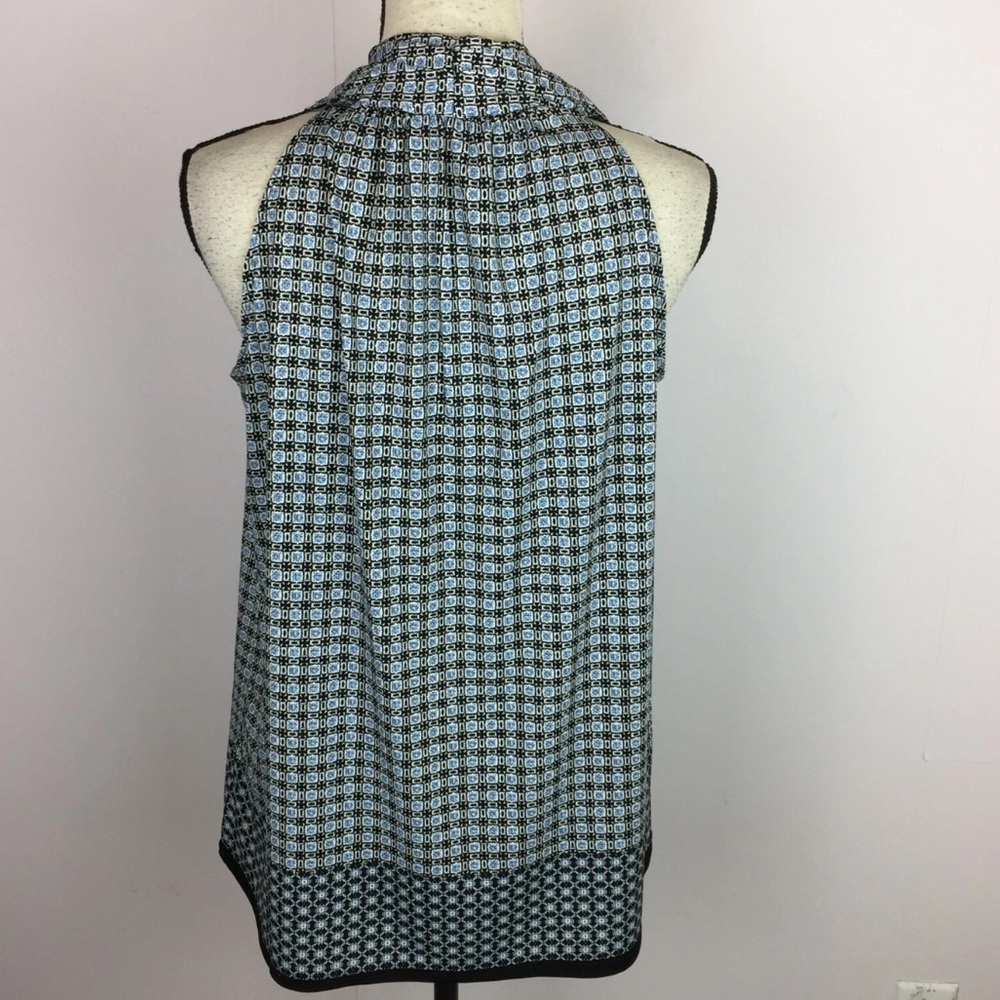Max Studio Green and White Sleeveless Halter Blouse - Picture 2 of 5